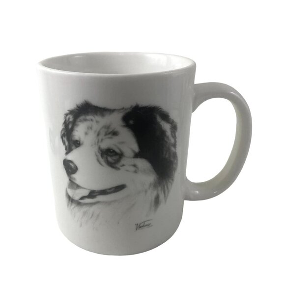 Australian Shepherd Dog Porcelain Mug By Rosalinde Hand Decorated USA - Picture 1 of 5